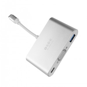 S-link SL-USB-C66 Type-C to VGA+usb3.0+pd Kablo