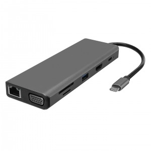 Hytech HY-USBC32 4K*2K Ultra HD Gri Metal 5x USB2.0/USB3.0 100M RJ45 PD, TypeC Data, SD/TF Kart Okuy Dönüştürücü & Hub