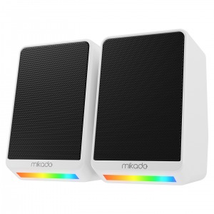 Mikado MD-178 2.0 3W*2 Beyaz RGB Aydınlatmalı USB + 3.5mm USB 5V Speaker Hoparlör