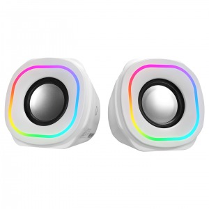Mikado MD-180 2.0 3W*2 Beyaz RGB Aydınlatmalı USB + 3.5mm USB 5V Speaker Hoparlör