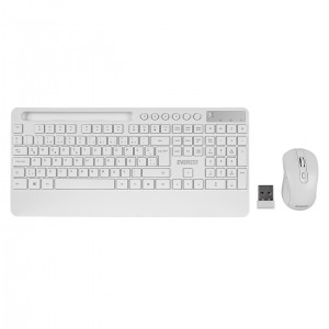Everest KM-9676 Beyaz Multimedya Tablet-Telefon Standlı Klavye + Mouse Set