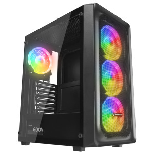 Rampage ARMOR V2 600W 80 Plus Bronze Temper Camlı 4*12cm RGB Fan Gaming Oyuncu Kasası