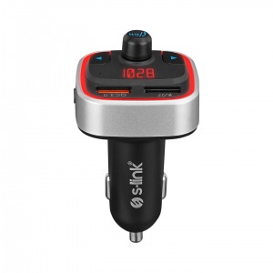 S-link SL-BT401 RGB Bluetooth V5.0 Led Ekran Tf Kart  Çift USB QC3.0+5V/2.4A Hızlı Şarjlı Fm Transmitter